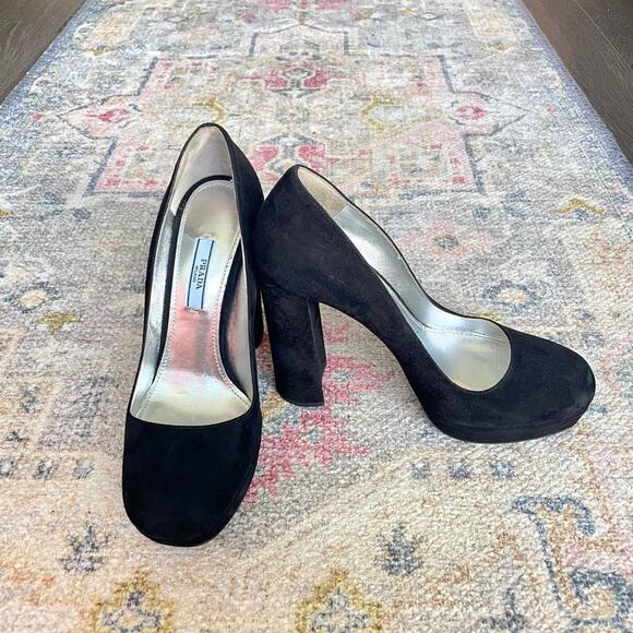 Prada Calzature Donna Camoscio Suede Heels Sz 38 8 - Picture 6 of 10